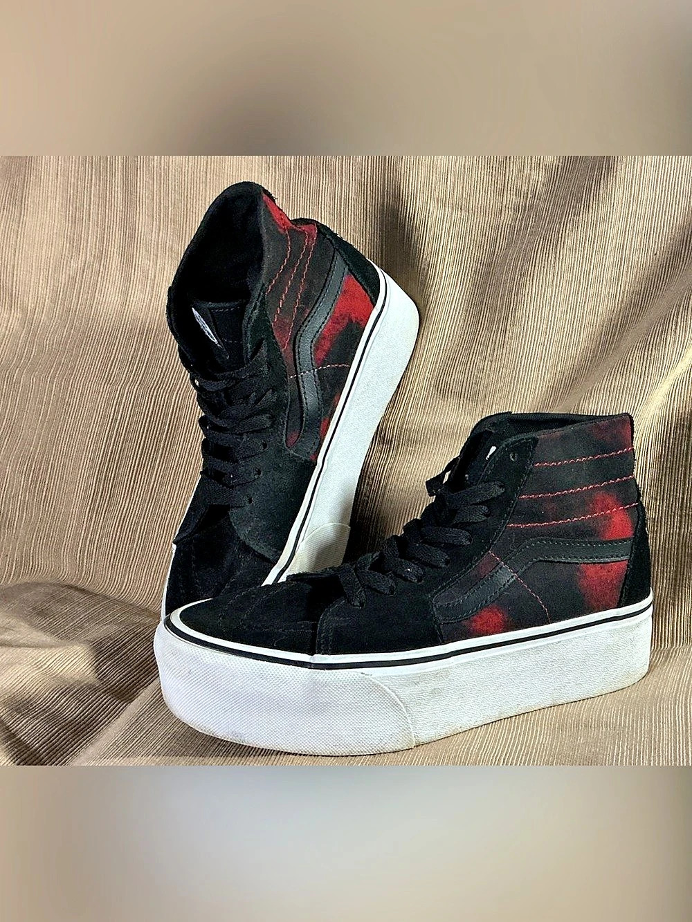 Vans Sk8-Hi Stackform Plaid Black & Red High Top Sneakers